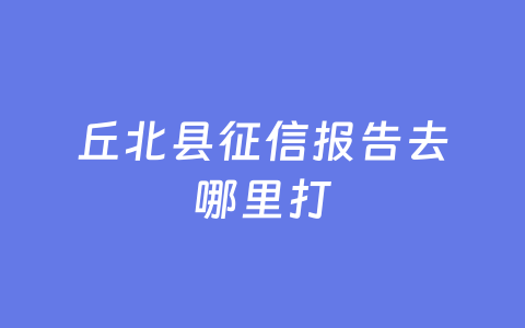 丘北县征信报告去哪里打