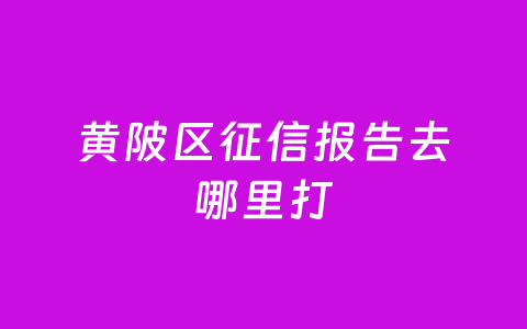 黄陂区征信报告去哪里打