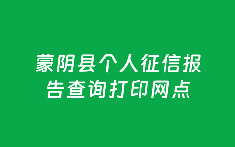 蒙阴县个人征信报告查询打印网点