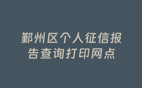 鄞州区个人征信报告查询打印网点