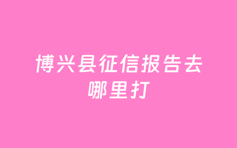 博兴县征信报告去哪里打