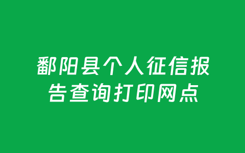 鄱阳县个人征信报告查询打印网点