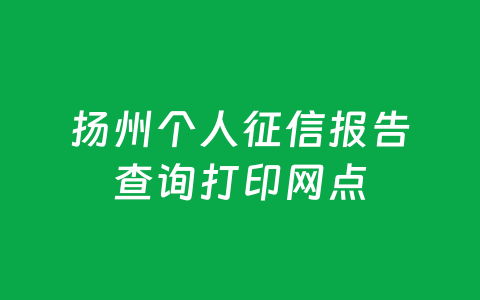 扬州个人征信报告查询打印网点
