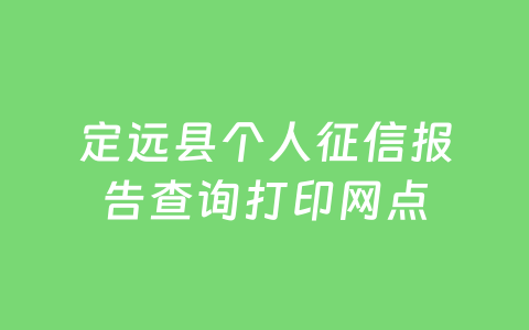 定远县个人征信报告查询打印网点