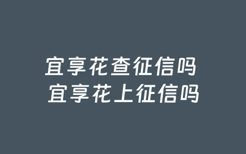 宜享花查征信吗 宜享花上征信吗