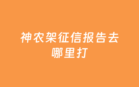 神农架征信报告去哪里打