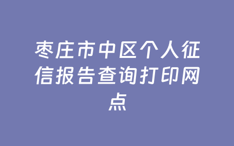 枣庄市中区个人征信报告查询打印网点