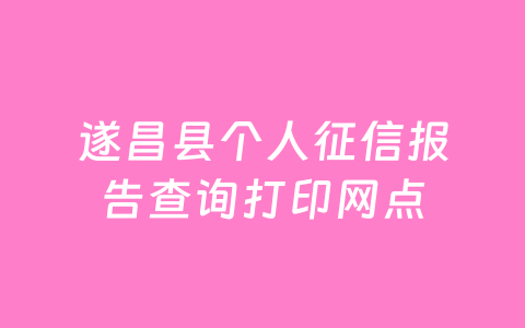 遂昌县个人征信报告查询打印网点