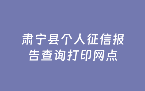 肃宁县个人征信报告查询打印网点