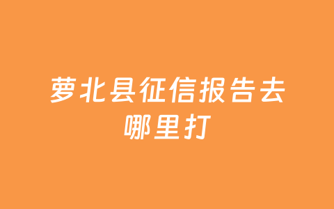 萝北县征信报告去哪里打