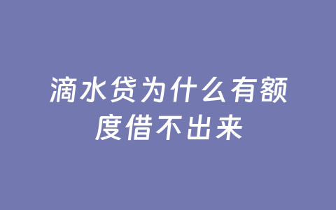 滴水贷为什么有额度借不出来