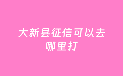大新县征信可以去哪里打