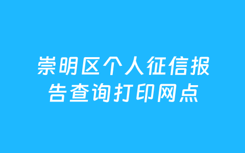 崇明区个人征信报告查询打印网点