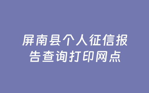 屏南县个人征信报告查询打印网点