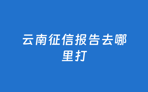 云南征信报告去哪里打