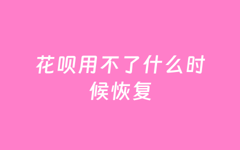 花呗用不了什么时候恢复