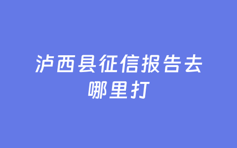 泸西县征信报告去哪里打