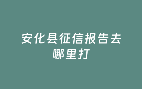 安化县征信报告去哪里打