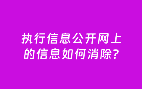 执行信息公开网上的信息如何消除？