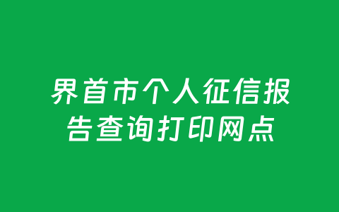 界首市个人征信报告查询打印网点