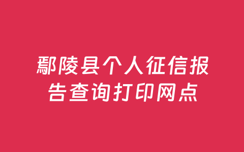鄢陵县个人征信报告查询打印网点