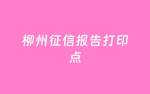 柳州征信报告打印点