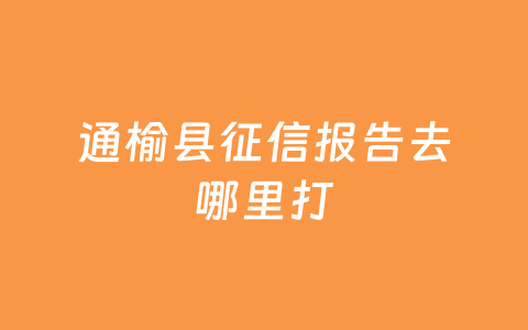 通榆县征信报告去哪里打