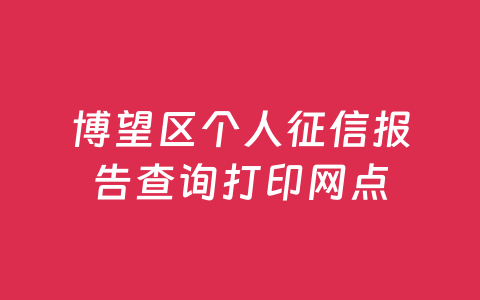 博望区个人征信报告查询打印网点