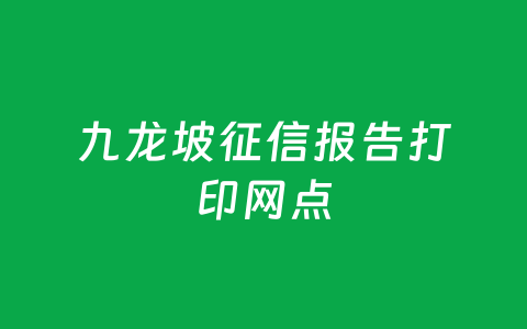 九龙坡征信报告打印网点