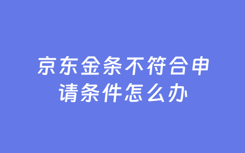 京东金条不符合申请条件怎么办