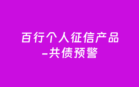 百行个人征信产品-共债预警