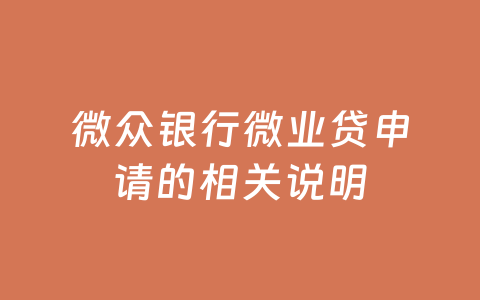 微众银行微业贷申请的相关说明