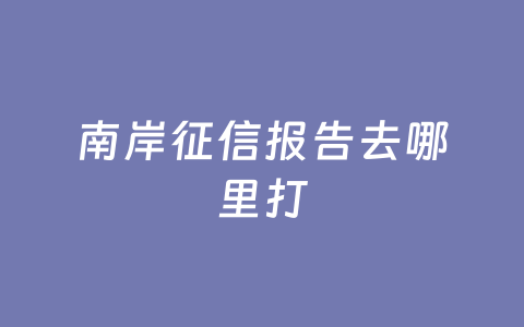 南岸征信报告去哪里打