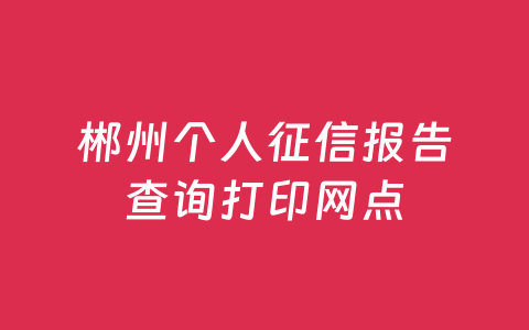 郴州个人征信报告查询打印网点