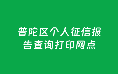 普陀区个人征信报告查询打印网点