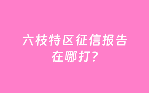 六枝特区征信报告在哪打?