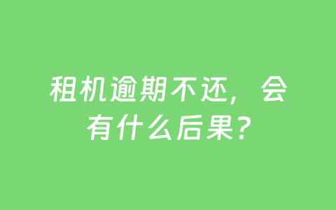 租机逾期不还，会有什么后果？
