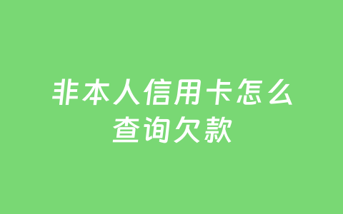 非本人信用卡怎么查询欠款